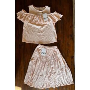 NWT ZARA Embroidered Tiered Skirt and Top Girls Size 13-14